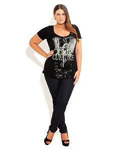 Mysterious Girl Graffiti Top by City Chic