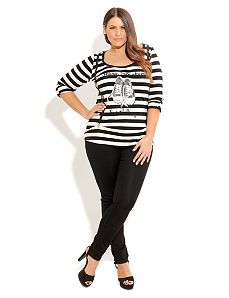 Sneaker Braces Graffiti Top by City Chic