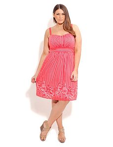 BURNOUT FLORAL STRIPE DRESS by City Chic