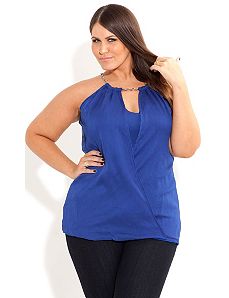Peekaboo Neck Top by City Chic