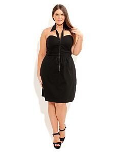 Halter Zip Collar Dress by City Chic