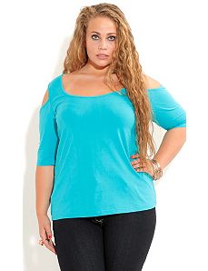 Basic Cold Shoulder Top by City Chic