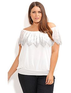 Sequin Flutter Top by City Chic