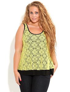 Lace Overlay Top by City Chic