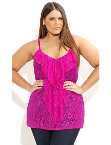 Strappy Lace Frill Top by City Chic