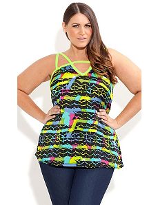 Strappy Neon Top by City Chic