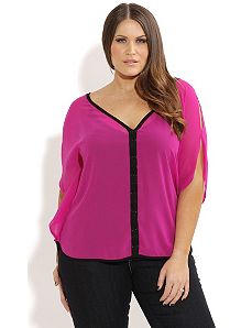 Tie Front Color Top by City Chic