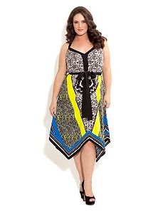 Mono Brights Hanky Hem Dress by City Chic