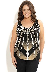 Aztec Sequin Tank by City Chic