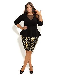 Baroque Print Skirt by City Chic