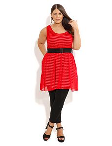 Stripe Peekaboo Tunic by City Chic