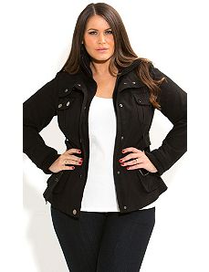 Rib Trim Utility Jacket by City Chic