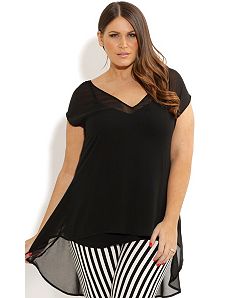 Hi Lo V Neck Top by City Chic