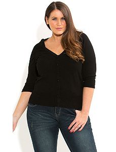 Rouched Shoulder Cardigan by City Chic