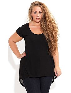 Hi Lo Woven Tail Top by City Chic