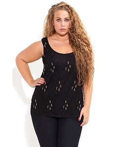 Beaded Cross Lace Top by City Chic