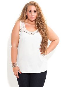 Stud Mesh Trim Top by City Chic