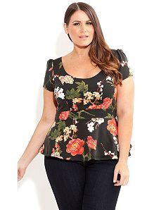 Floral Peplum Top by City Chic