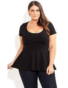 Short Sleeve Peplum Top by City Chic
