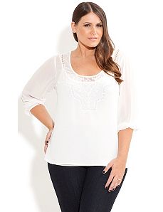 Pretty Lace Insert Top by City Chic