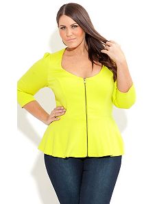 Zip Peplum Frill Jacket by City Chic
