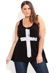 Paint Stroke Cross Graffiti Top by City Chic