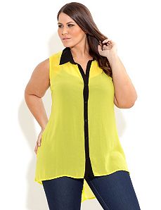 Contrast Detail Shirt by City Chic