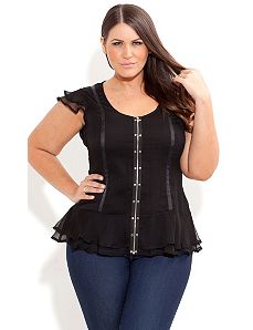 Zip Stud Front Corset Top by City Chic