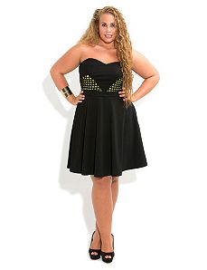Contrast Basket Weave Dress by City Chic