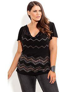 Zig Zag Stud Top by City Chic