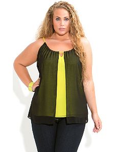 Contrast Chiffon Top by City Chic
