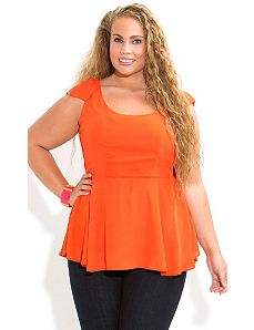 Lace Back Peplum Top by City Chic