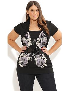 Rose Graffiti Shrug by City Chic