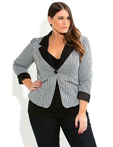Houndstooth Jacket by City Chic