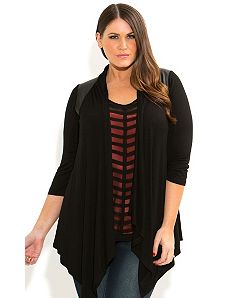 Splice Vinyl Drape Cardigan by City Chic