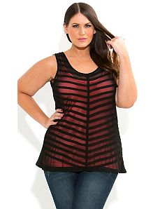 Sheer Stripe With Cami Top by City Chic