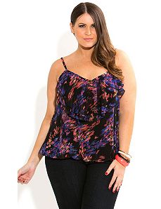Strappy Floral Blur Top by City Chic
