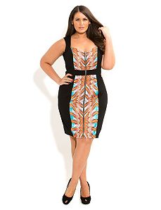 Mirror Print Zip Dress by City Chic