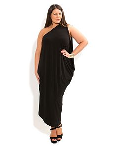 One Shoulder Drape Dress by City Chic