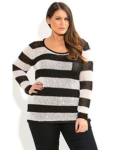 Sequin Stripe Jumper by City Chic