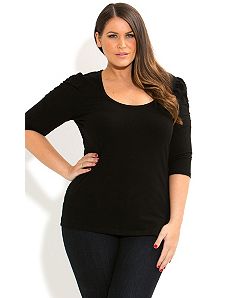 Basic Puff Sleeve Top by City Chic