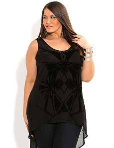 Flocked Geo Top by City Chic