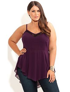 Lace Trim Strappy Top by City Chic