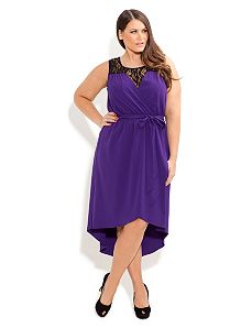 Hi Lo Lace Insert Dress by City Chic