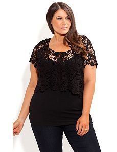 Crochet Crop Top With Cami by City Chic