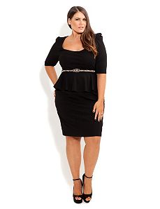 Puff Sleeved Peplum Dress by City Chic
