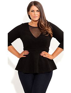 Peplum Shadow Top by City Chic
