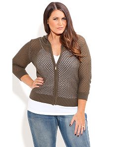 Khaki Cardi Hoodie by City Chic