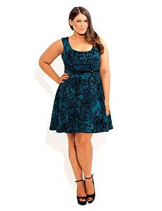 Flocked Animal Skater Dress by City Chic