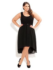 Lace Splice Dress With Belt by City Chic